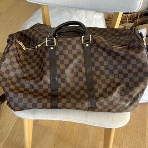 Leather monogram travel luggage bag